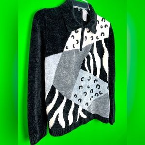 Vintage Abstract Half-Zip Sweater (unisex)
